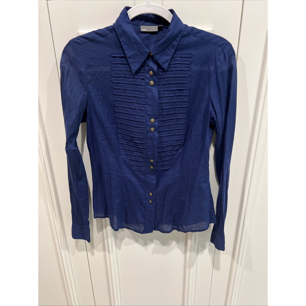 Mexx Navy Bib Front Button Up Shirt Career Preppy Dark Academia Avant Garde
